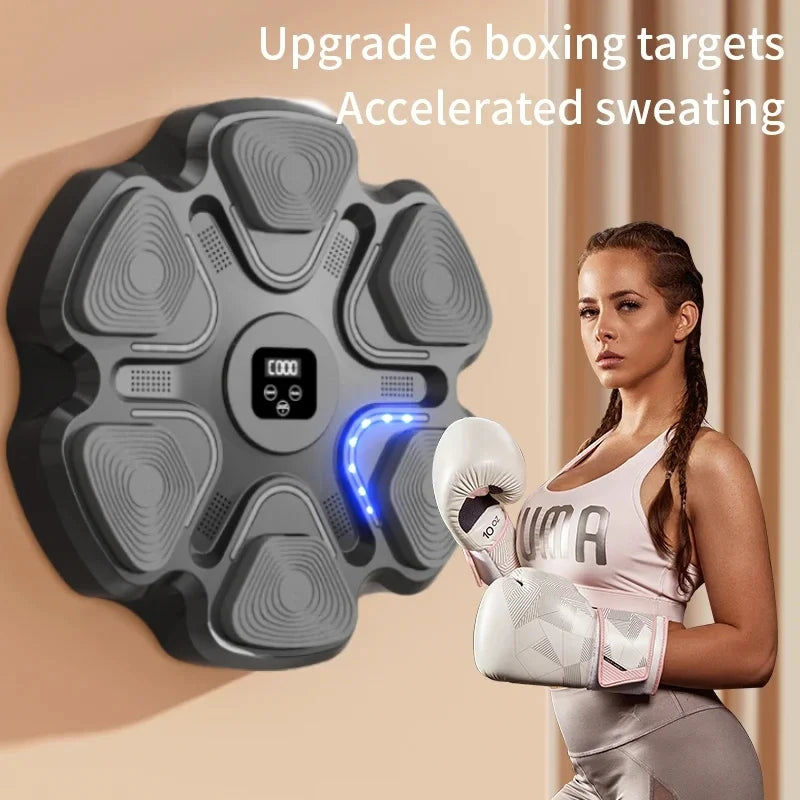 Smart Music Boxing Machine, LED Boxmaschine mit Musik, 9 Geschwindigkeitsmodi Wandmontiertes Boxziel, Unterstützt Bluetooth Music Boxer, Elektronische Boxgerät mit Handschuhen für Erwachsene