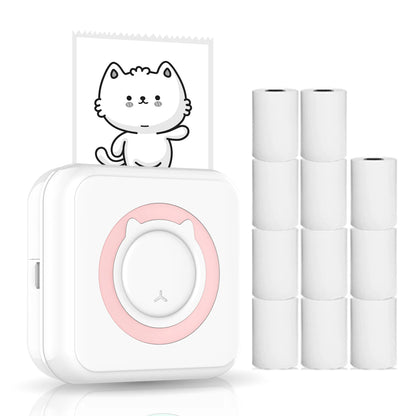 Portable Printer Wireless Instant Mini Printer Support BT for Smartphone with 6 Thermal Paper Rolls and 5 Self-adhesive Paper